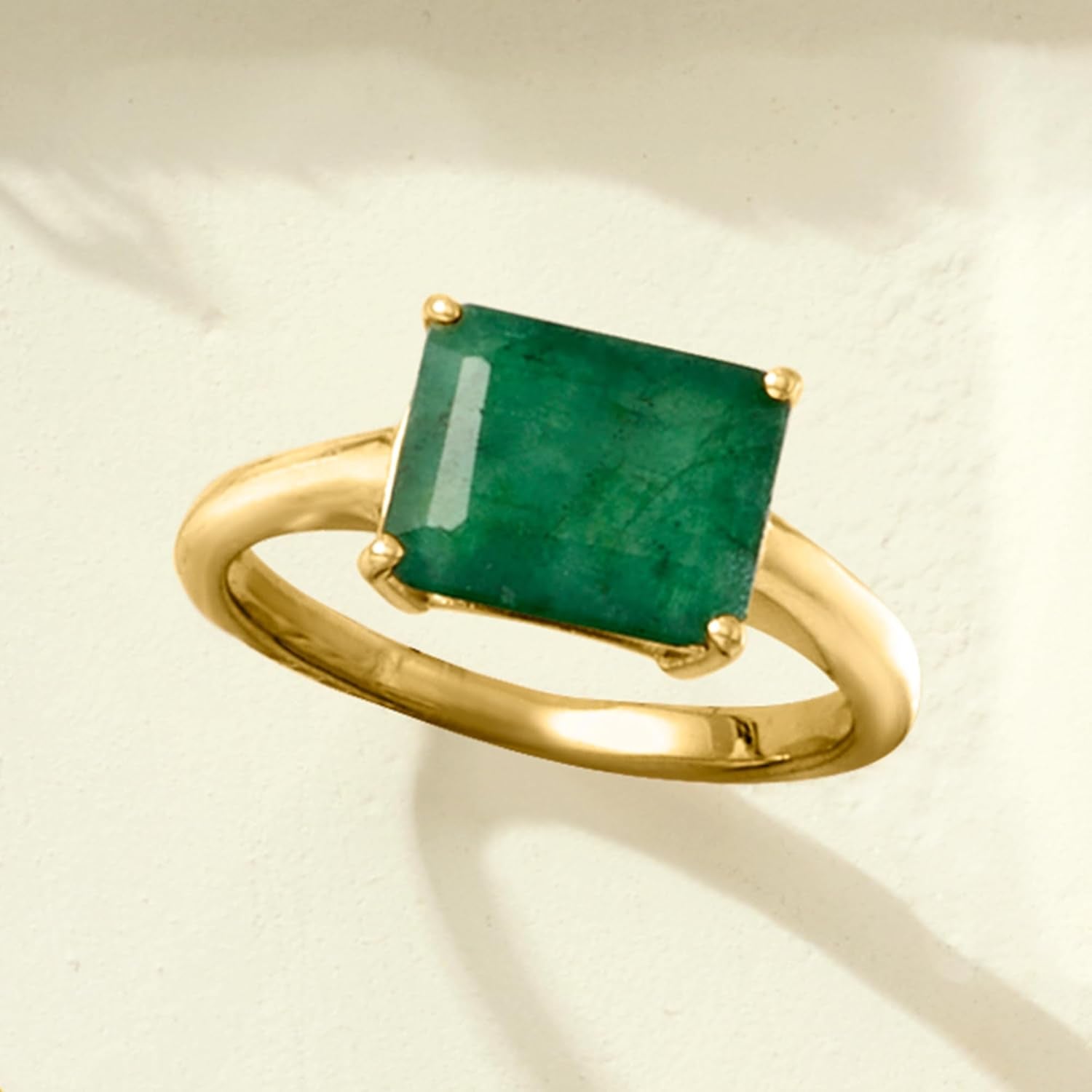 2.70 Carat Emerald Ring in 18Kt Gold over Sterling. Size 9
