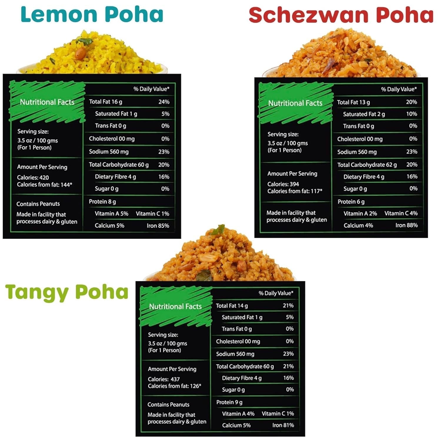 Assorted Variety Indian Meals - 5 Pack - Ready to Eat Authentic Vegan Prepared Food - Just Add Water - Microwaveable Plant-Based Snacks for Breakfast, Lunch, Non-Gmo, No Additives - 3.5Oz Each