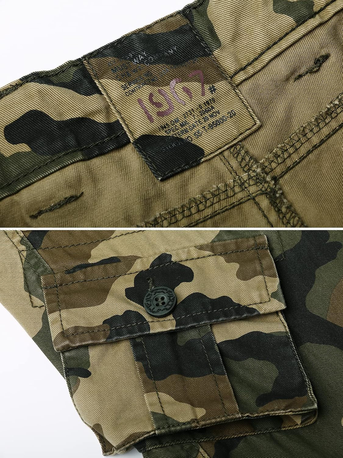Men'S Cotton Casual Cargo Work Pants Baggy Camo Tactical Combat Trousers with 8 Pockets (No Belt)