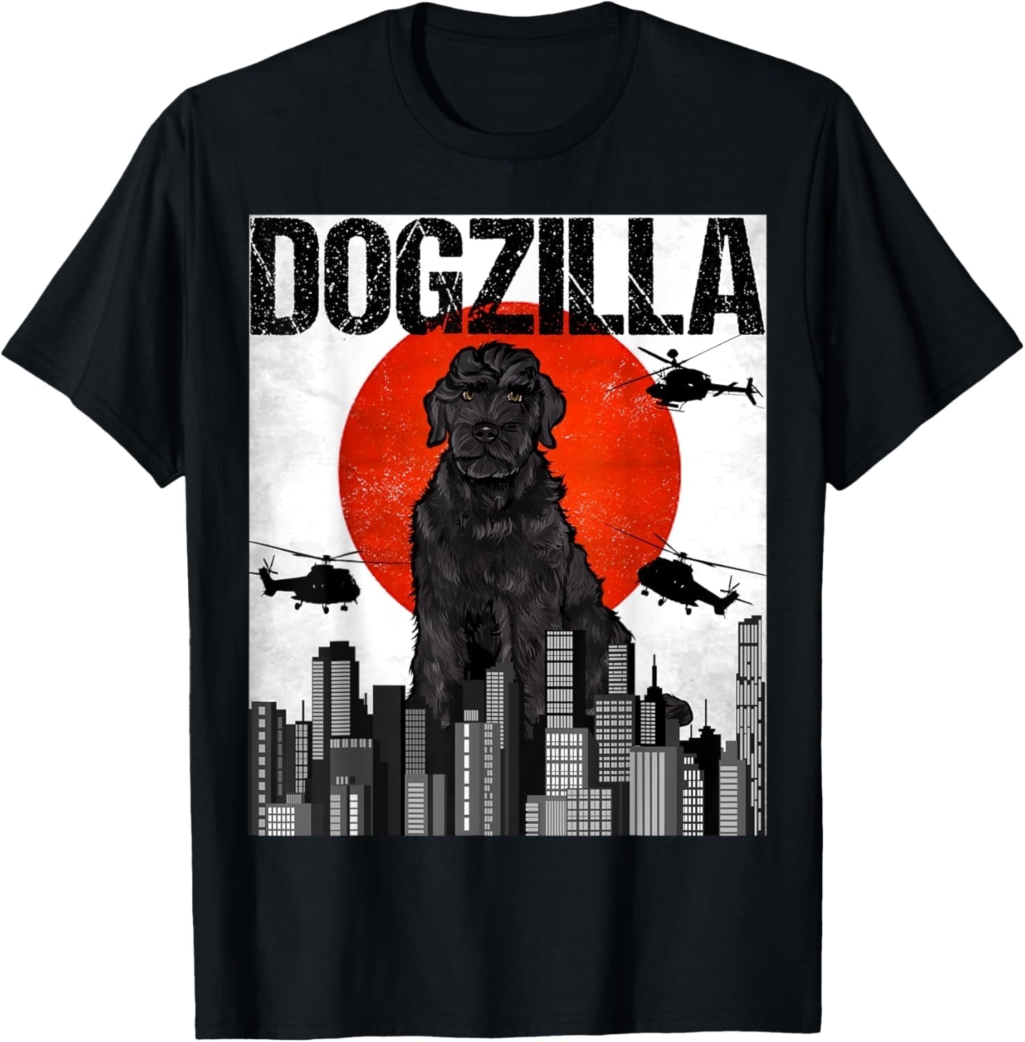 Funny Vintage Japanese Dogzilla Black Russian Terrier T-Shirt