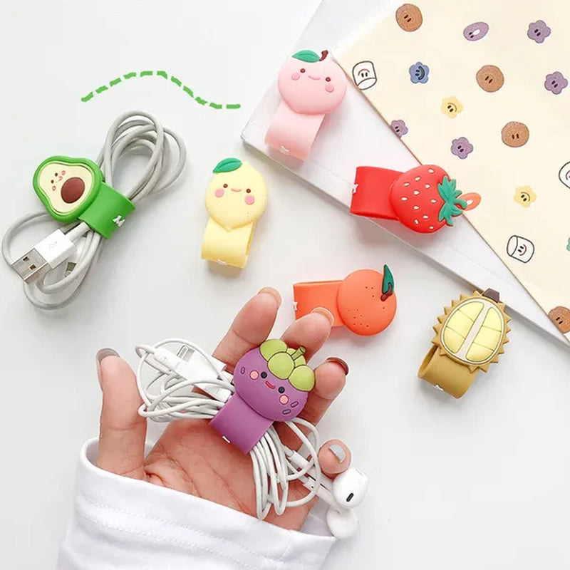 8/4/2pcs Cute Animal Fruit Cartoon Avocado Earphone Winder Cable Cord Organizer Holder Headset Usb Cable Management