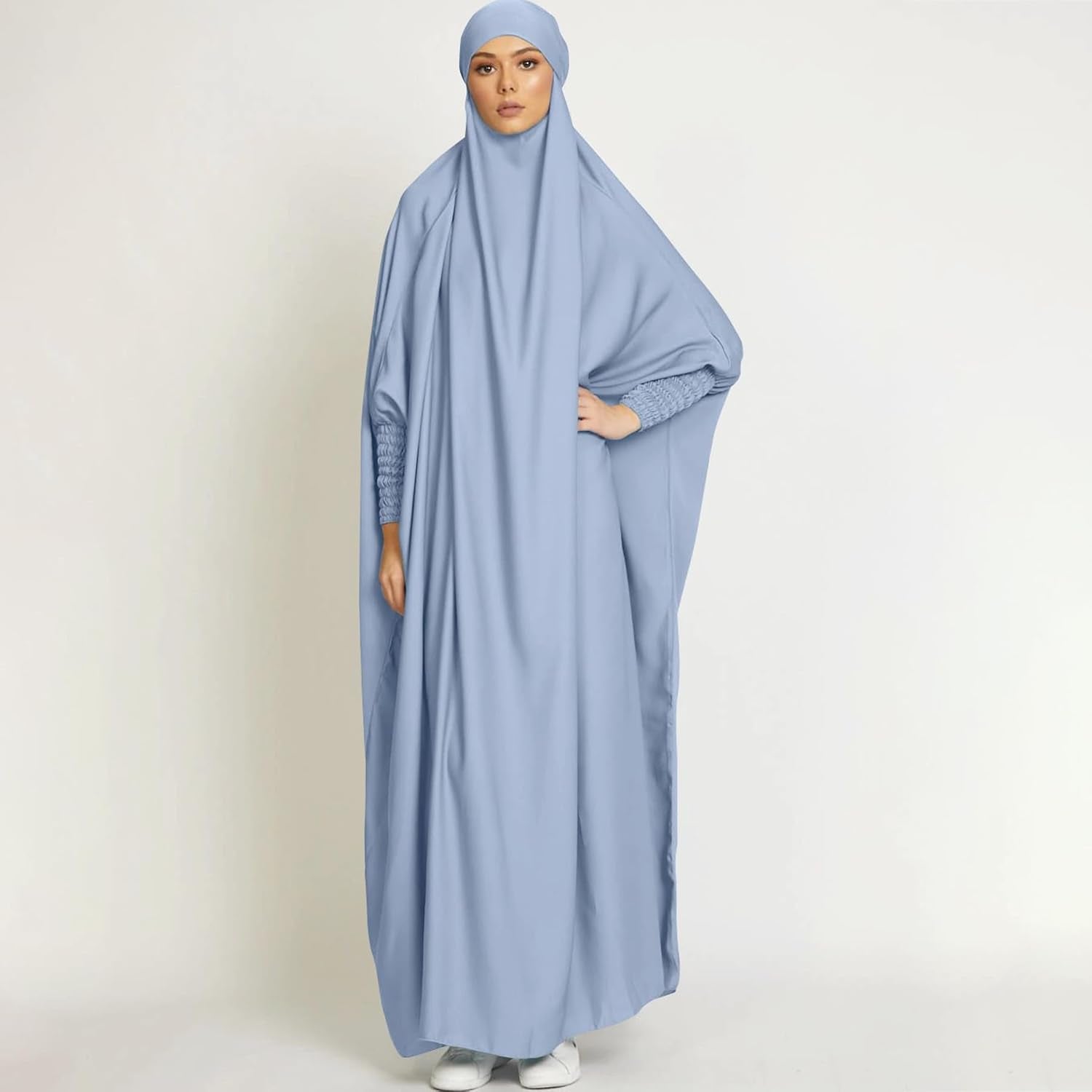 Jazvano Abaya Dress for Women 1Pc Eid Jilbab Muslim Prayer Clothes Islamic Modest Abayas Dubai Salah Robe