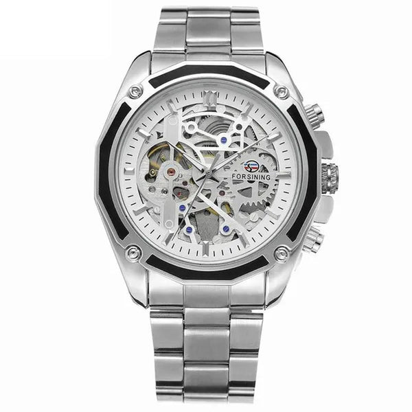Top Forsining Mechanical Watches Automatic Men's Skeleton Waterproof Stainless Steel Watch Relogio Masculino