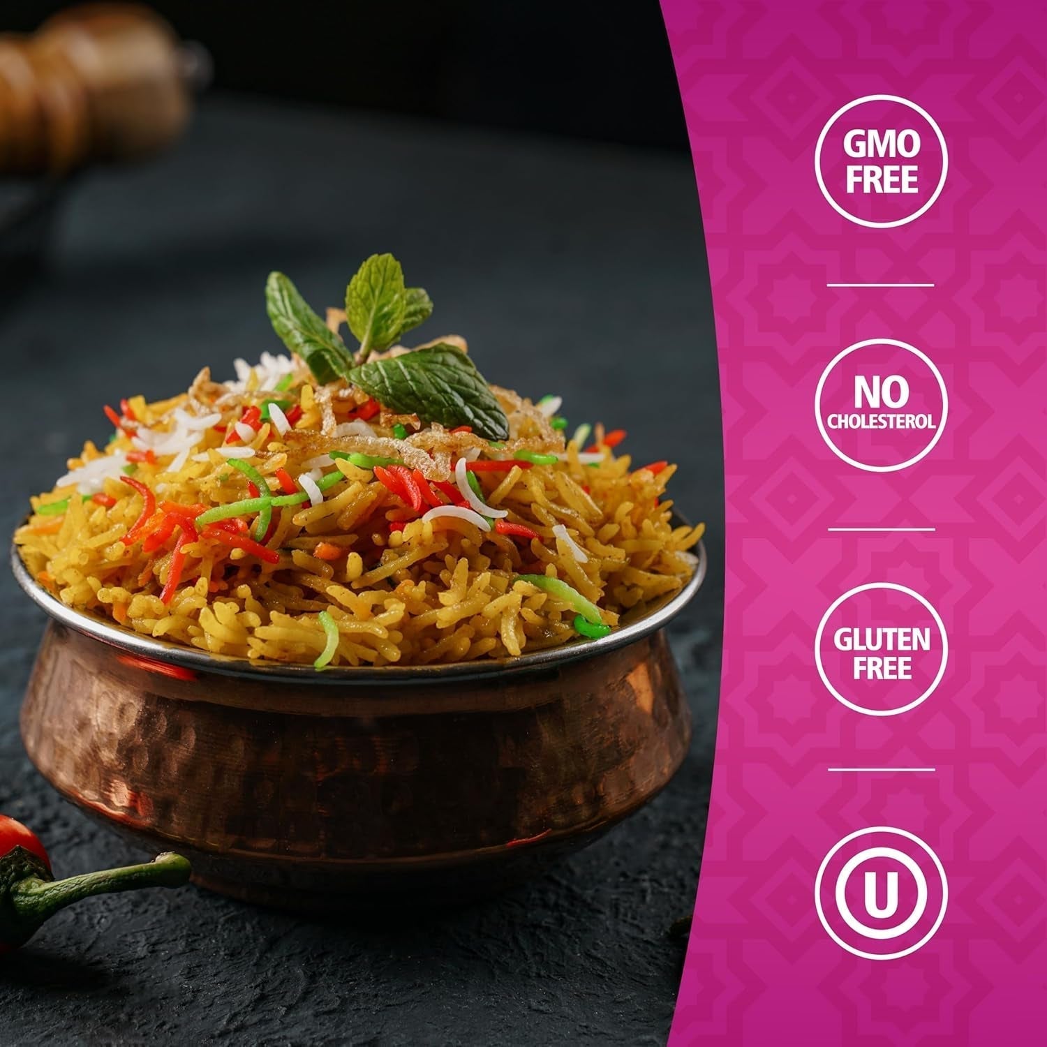Authentic Smoked Basmati Rice by  in 2 Lb Resealable Zipper Bag - Aromatic and Flavorful Indian Grain - Non-Gmo, Gluten Free, Kosher, Cholesterol Free