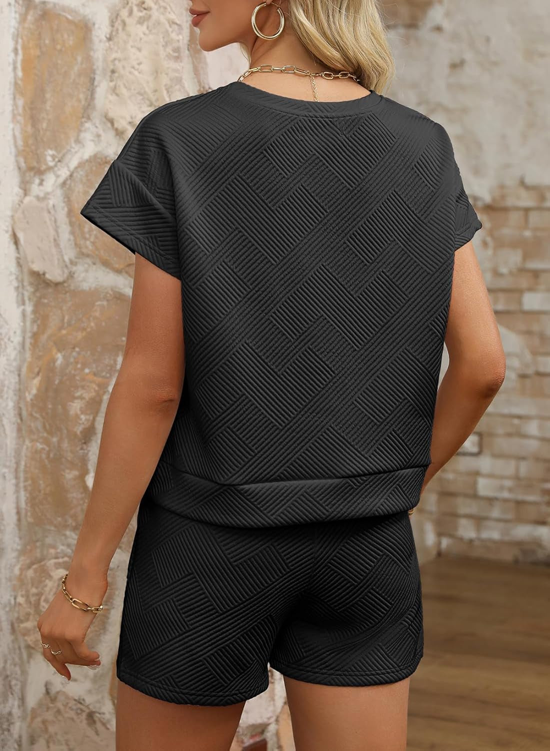 Women'S 2 Piece Outfits Sweatsuit Casual Short Sleeve Pullover Tops and Drawstring Shorts Pants Lounge Sets