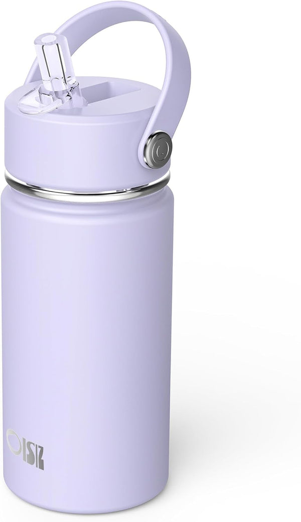 Kids Water Bottle with Straw Lid 14Oz, Vacuum Insulated 316 Stainless Steel Water Bottles for Kids for School, Leakproof Water Bottle, BPA Free and Keep Cold for 24 Hours