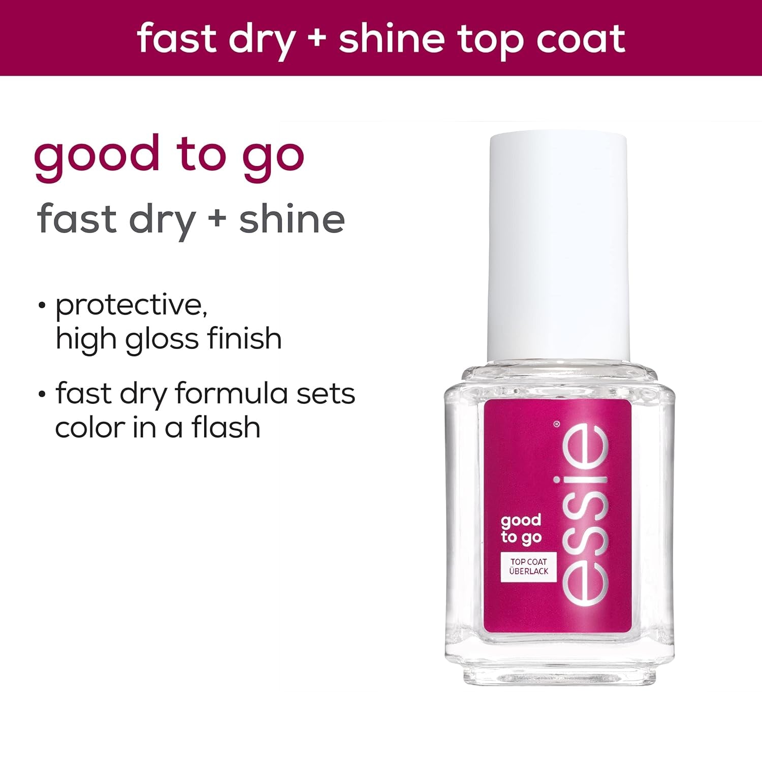 Nail Care, 8-Free Vegan, Good to Go Top Coat, Fast Dry and Shine Nail Polish, 0.46 Fl Oz