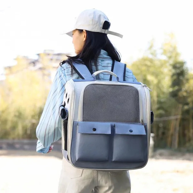 Pet Carrier Backpack Small Medium Dogs Cats Large Space Fits Up To 20 Lbs Pets Foldable Backpack Safety Lock Zipper Breathable Mesh Travel Hiking