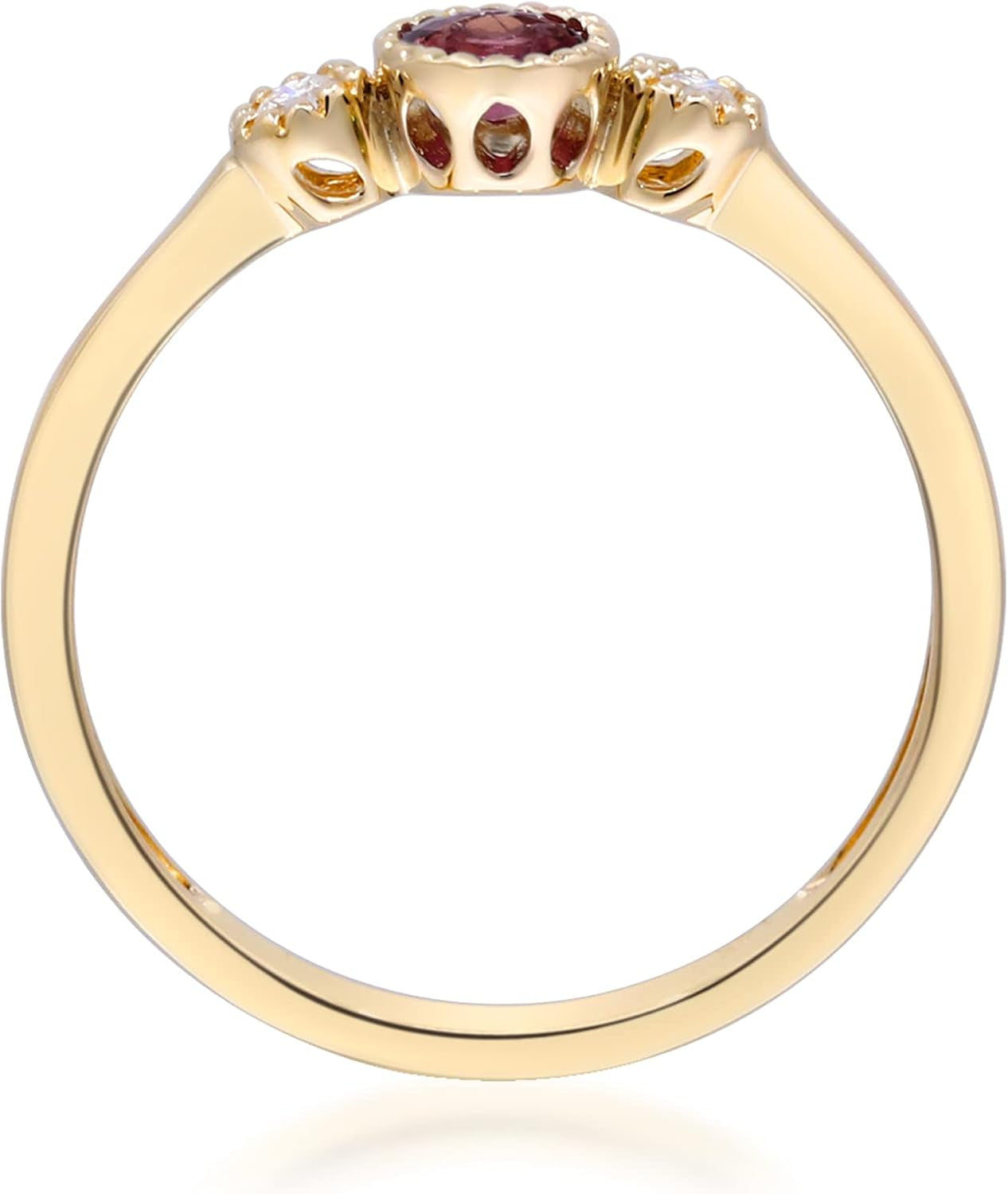 10K Yellow Gold Mozambique Ruby & Diamond Ring for Women - Ethically Sourced, Halo Setting, 0.33 Carat Ruby, 0.14 Carat Diamonds
