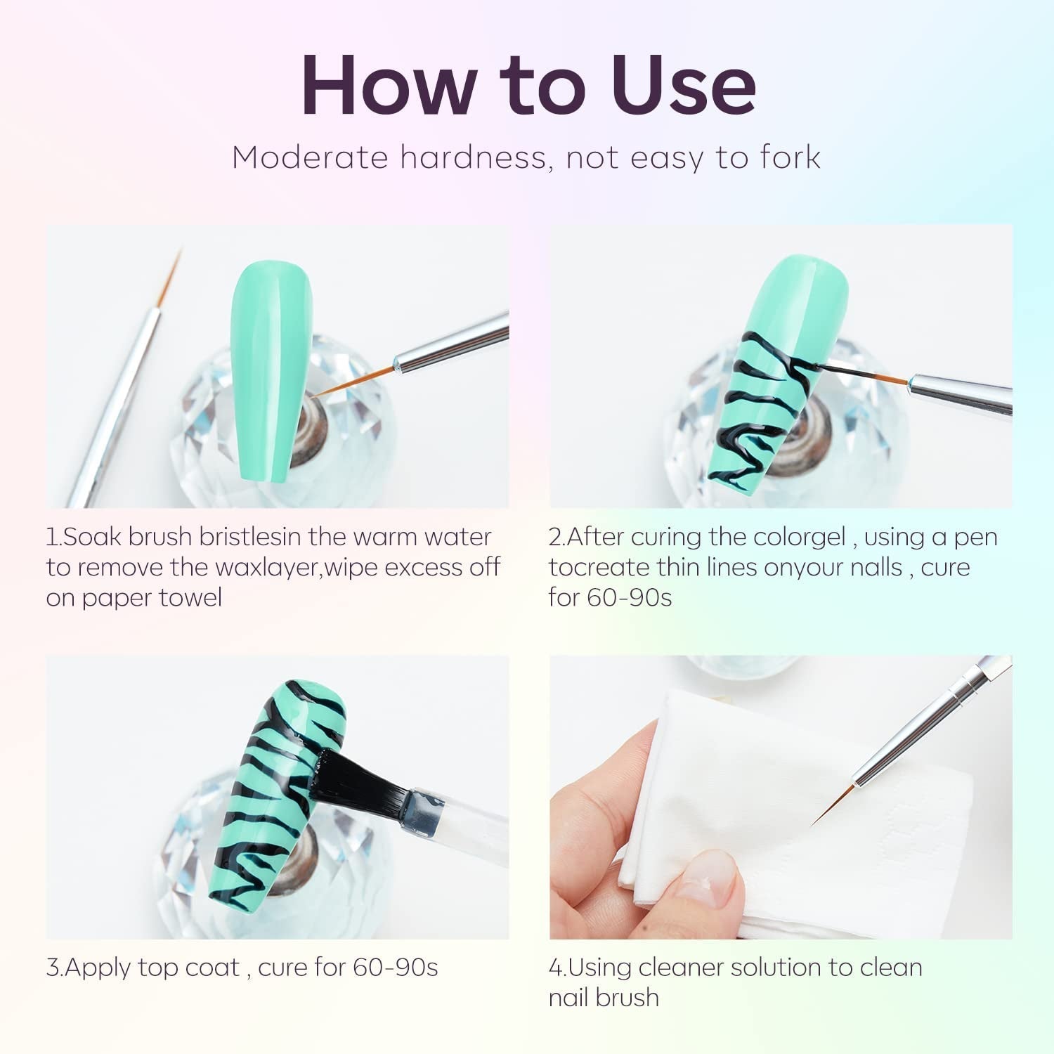 Gel Nail Polish Set, 6 Colors Easter Pastel Gel Polish Set with Nail Art Liner Brush, Soft Pink White Light Purple Blue Green Nude Spring Painting Nail Gel Polish Kit Mani DIY Salon Gifts