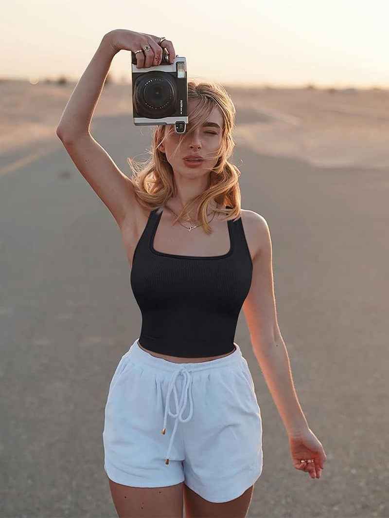 Women'S 3 Piece Tank Tops Ribbed Seamless Workout Exercise Shirts 2025 Summer Basic Camis
