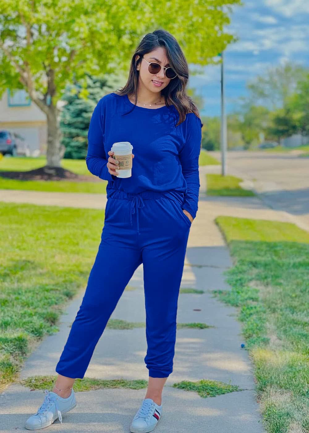 Women'S Fall 2 Piece Lounge Outfit Long Sleeve Crewneck Pullover Tops High Waisted Pants Set Tracksuit