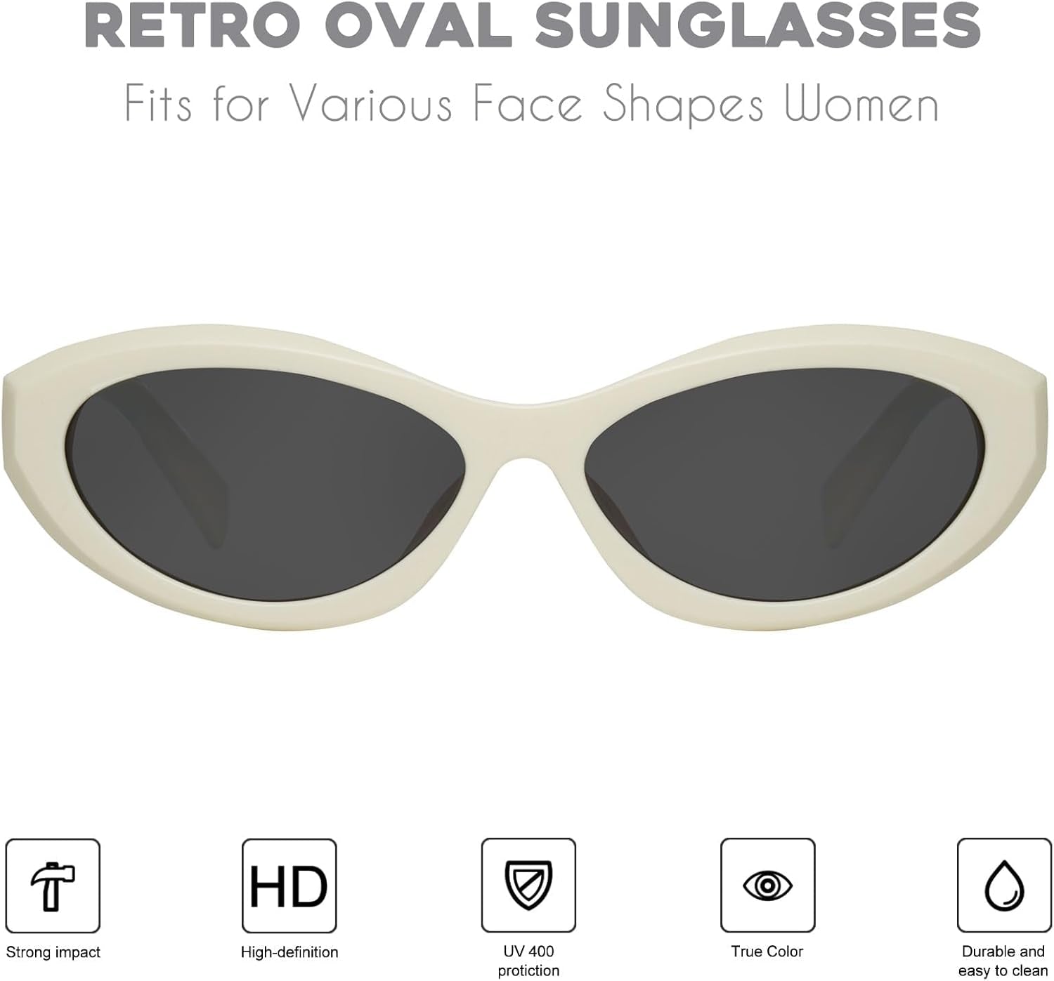 Oval Cat Eye Sunglasses for Women Retro Y2K Style MS52372