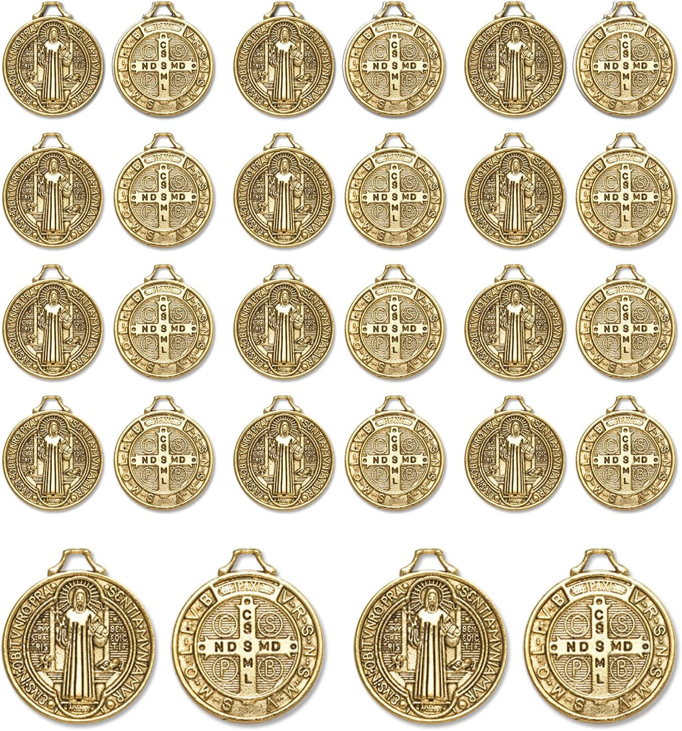 90Pcs 2 Styles Alloy Jesus Cross Saint Benedict Medal Charms Pendants for Jewelry Making DIY Religious Gifts Rosary Beads Necklace Bracelet