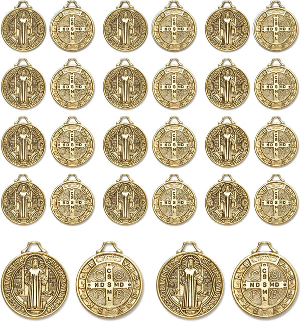 90Pcs 2 Styles Alloy Jesus Cross Saint Benedict Medal Charms Pendants for Jewelry Making DIY Religious Gifts Rosary Beads Necklace Bracelet