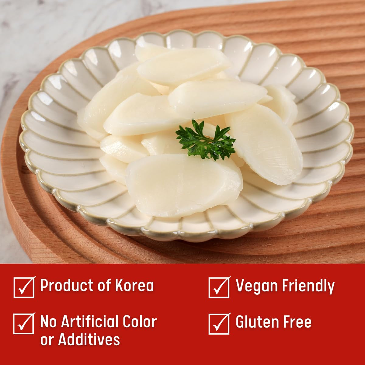Korean Rice Cakes – Sliced Thin Shaped, Chewy Sticky, Tteokbokki, Traditional Rice Cake Soup, Tteokguk, Vegan, Gluten Free and Non-Gmo 21.16 Oz (7.05 Oz X 3 Individual Bags) - 1 PACK