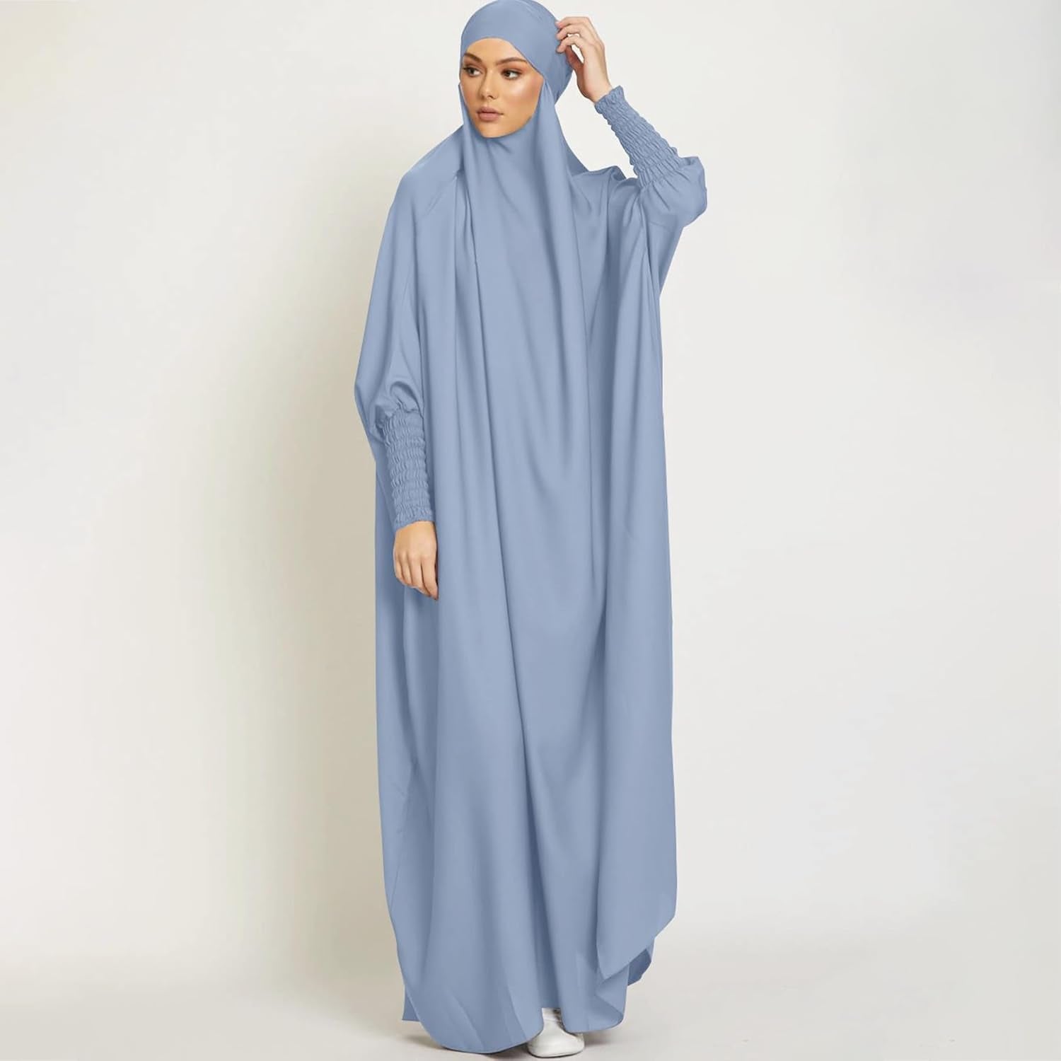 Jazvano Abaya Dress for Women 1Pc Eid Jilbab Muslim Prayer Clothes Islamic Modest Abayas Dubai Salah Robe