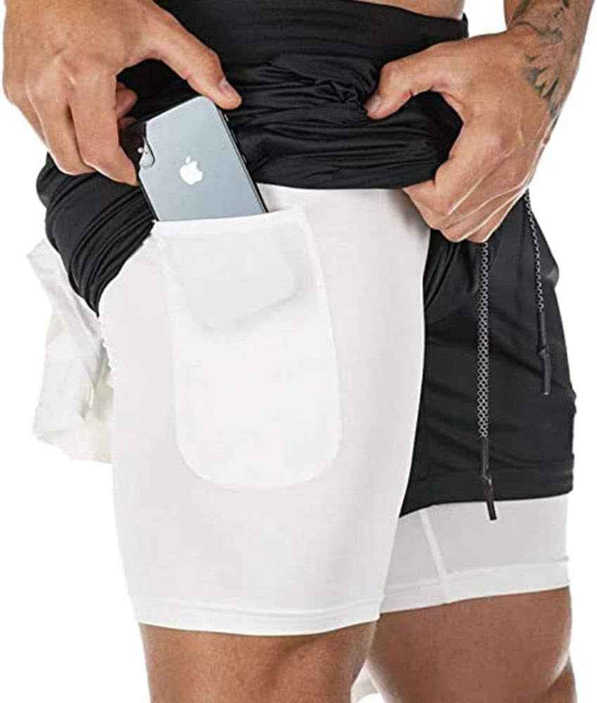 Mens Running Shorts，Workout Running Shorts for Men，2-In-1 Stealth Shorts，7-Inch Gym Yoga Outdoor Sports Shorts