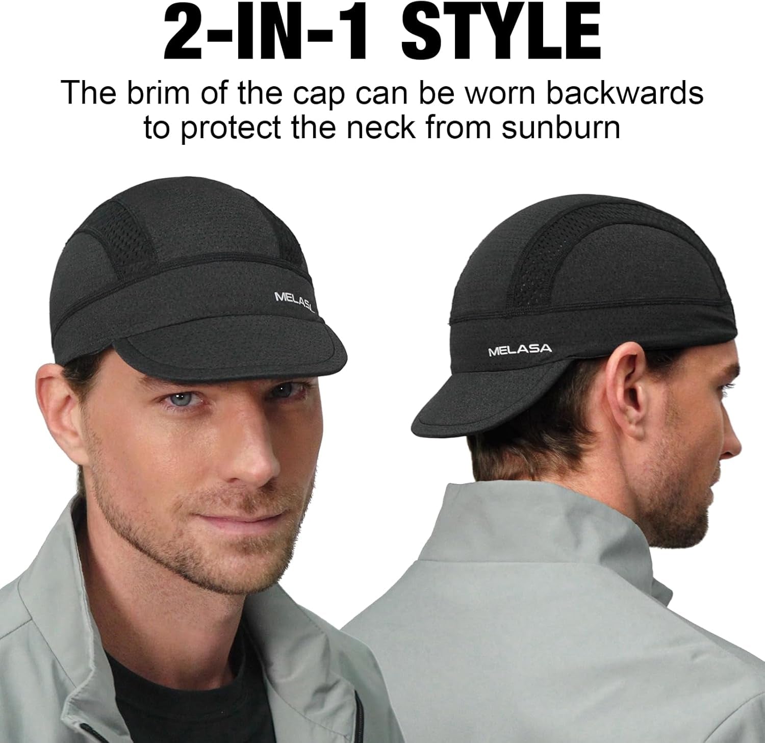 Cycling Cap, Cooling Skull Cap Helmet Liner with Sun Visor, Sun Protection Running Bike Cap for Men Women under Helmet
