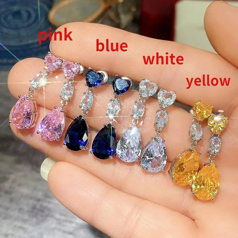 Exquisite Fashion Teardrop Cut Citrine Dangle Gemstone Earrings for Bridal Wedding Party Women Jewelry Gift