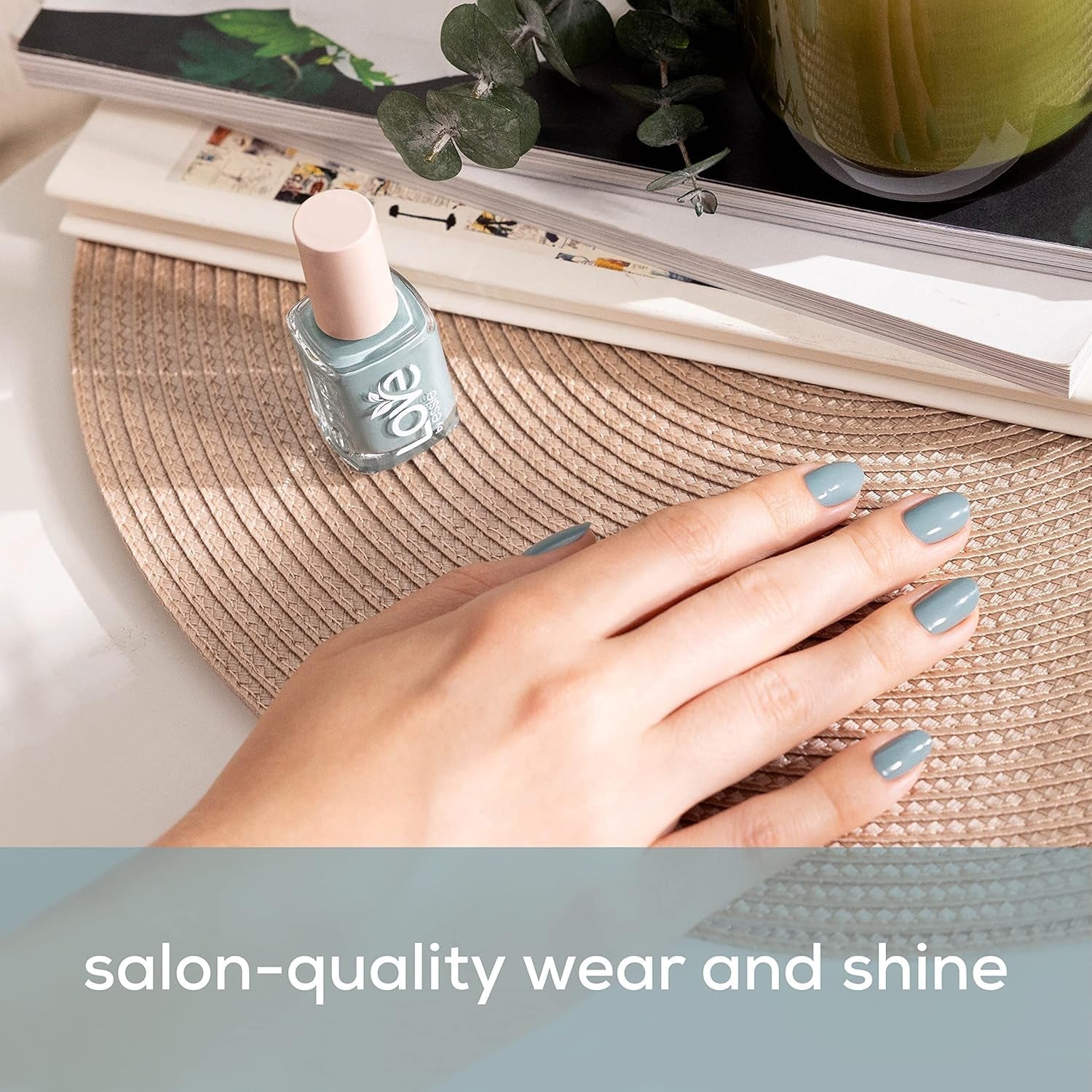 LOVE by  Nail Care, 85% Plant-Based, Salon-Quality, Base and Top Coat, 0.46 Fl Oz
