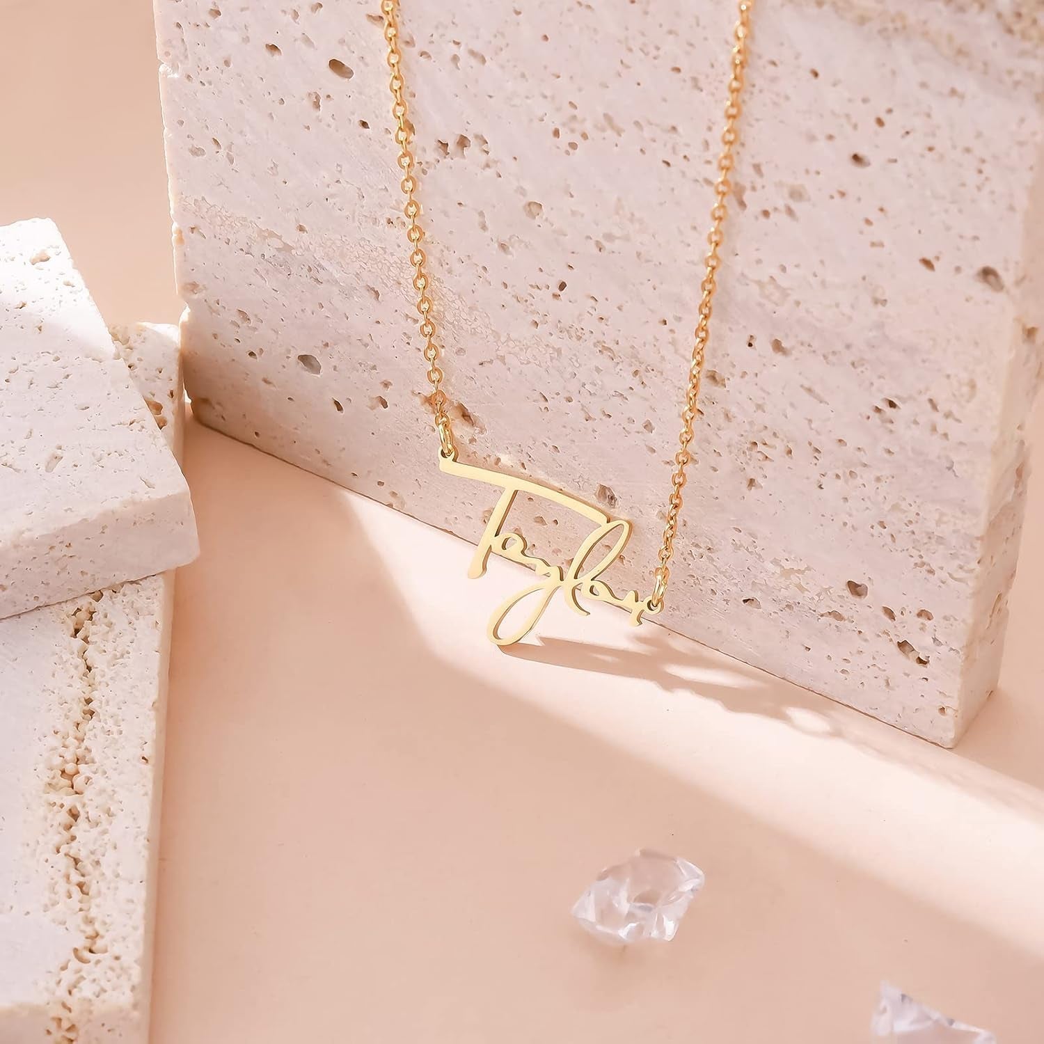 Signature Necklace Gold Name Pendant Inspired by Album Women Stainless Steel Necklace Choker for Fans