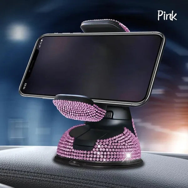 Car Phone Holder with Bling Crystal,Automotive Dashboard+Air Vent Cellphone Mount with Adjustable Clip