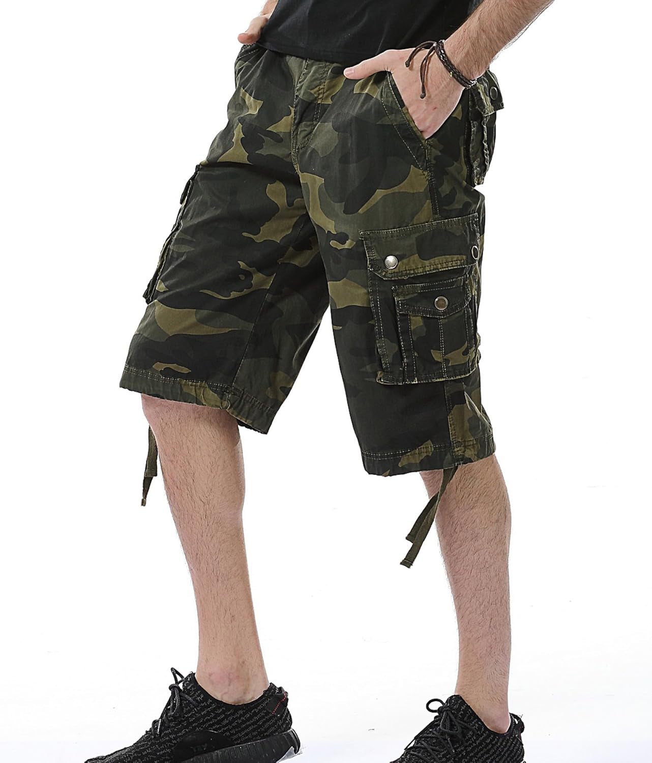 Mens Cargo Shorts Cotton Relaxed Fit Camouflage Camo Cargo Short