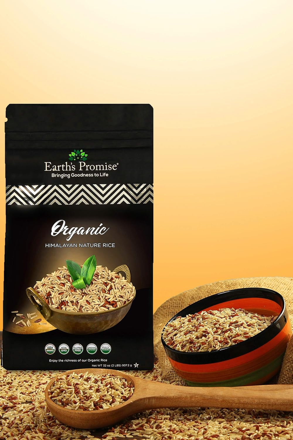 '- Organic Red Rice & Brown Rice 32 Oz (1-Pack) - Organic, Non-Gmo, Low-Glycemic Index, Gluten Free, Allergen Free, Healthy Diet, Sustainably Sourced, Non-Sticky Rice