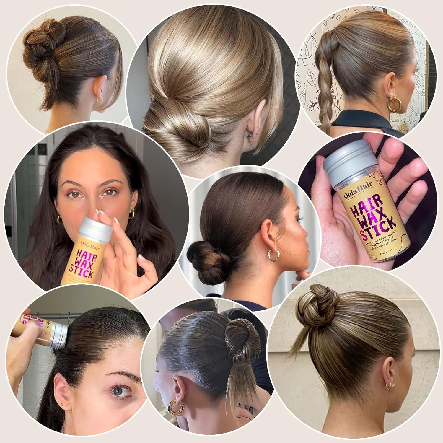 Hair Wax Stick - Flyaway Control and Styling Pomade for Kids, Women, and Men - Hair Bun Maker and Accessorie (1 Pack of Wax)