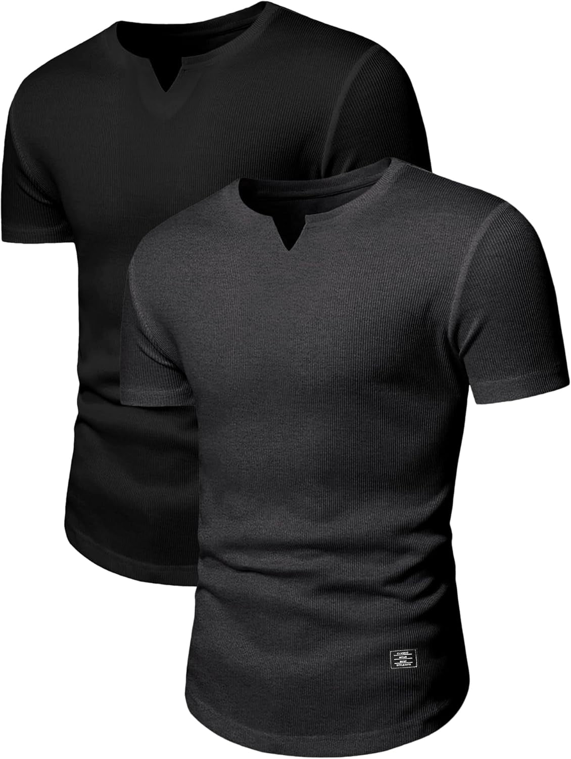 Mens Muscle T Shirts V Neck Short Sleeve Henley Shirt Hipster Longline Gym Workout Athletic Tee Shirts