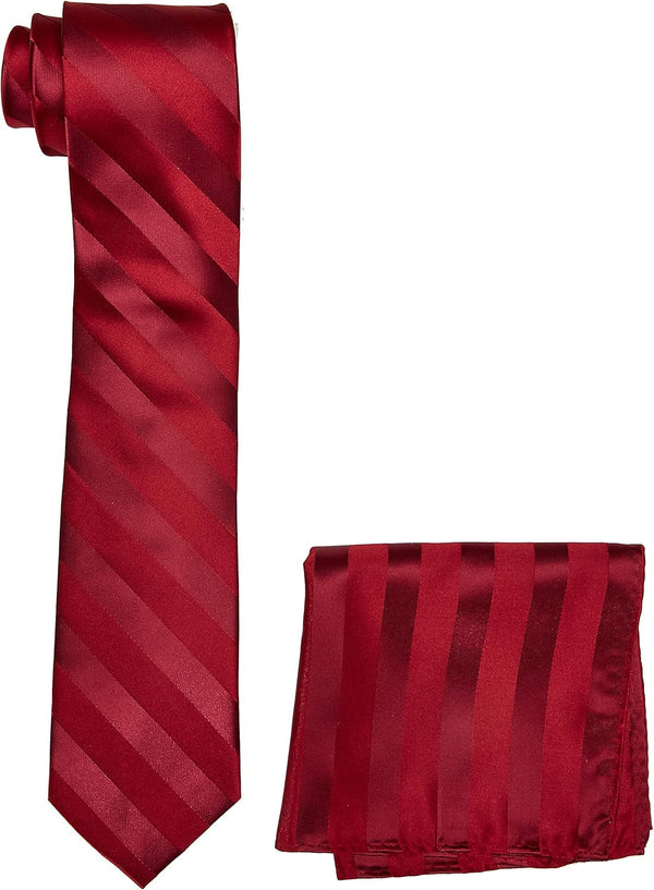 Men'S Solid Woven Formal Stripe Tie Set