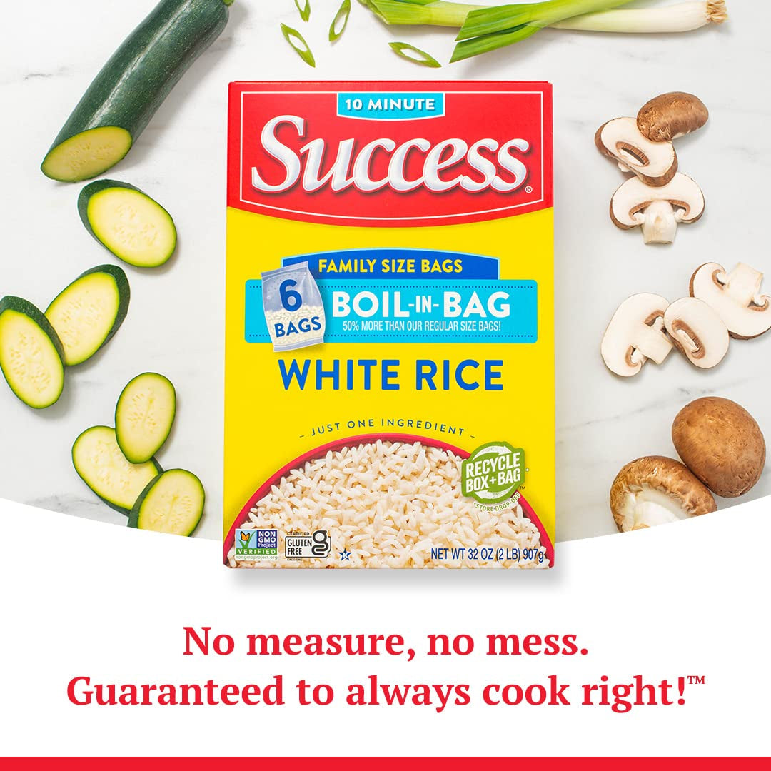 Boil-In-Bag Rice, White Rice, Quick and Easy Rice Meals, 32-Ounce Box