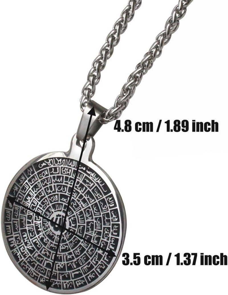 Asma-Ul-Husna 99 Names of ALLAH Stainless Steel 60 Cm Chain Necklace for Man Women Islamic Muslim Jewelry