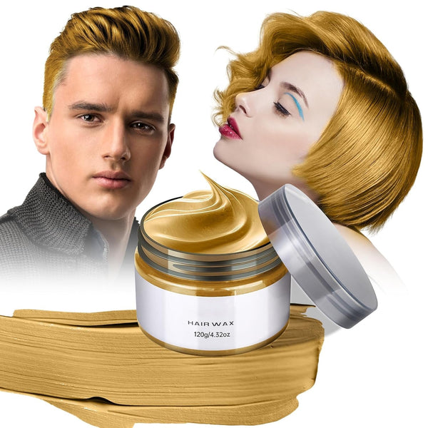 Temporary Gold Hair Clay Color, Blonde Hair Color for Men Women, Hair Color Dye Wax Washable Hair Styling Clay for Girls Age 4 5 6 7 8 9 10+ Birthday, Halloween, Christmas, Party, Cosplay, Carnival