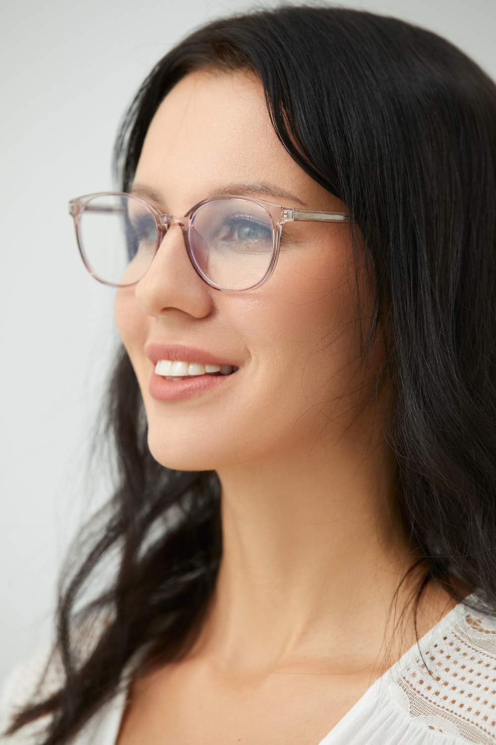 Blue Light Blocking Glasses Women Men TR90 Round Computer Eyeglasses (Purple)