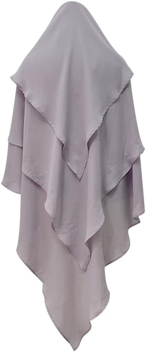 Long Khimar Hijab Scarf Wrap 3 Layer Abaya Jilbab Muslim Islam Women Niqab Jilbab Ramadan Eid Prayer Garment