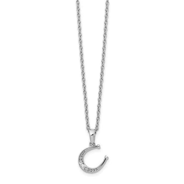 Sterling Silver Diamond Horseshoe Necklace - Size 18