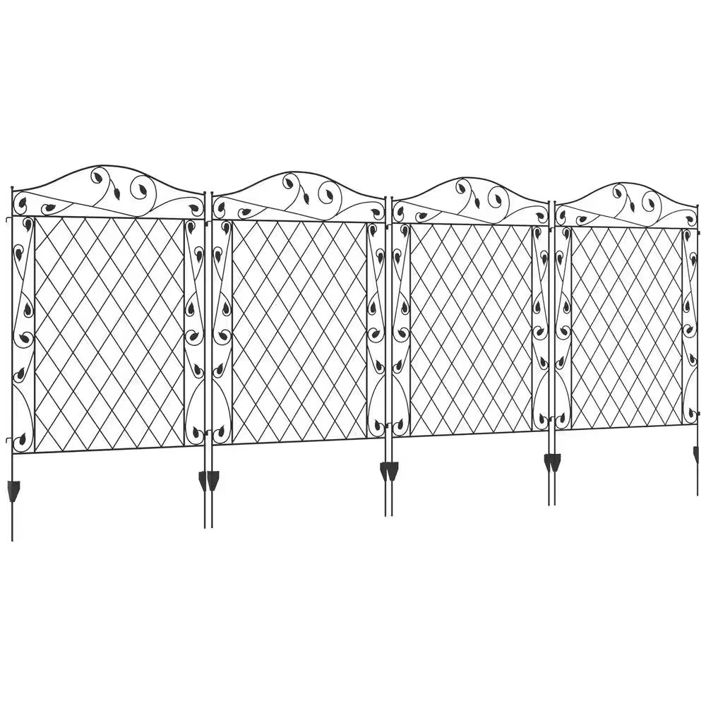 138.5 In. Metal Flower Garden Fence