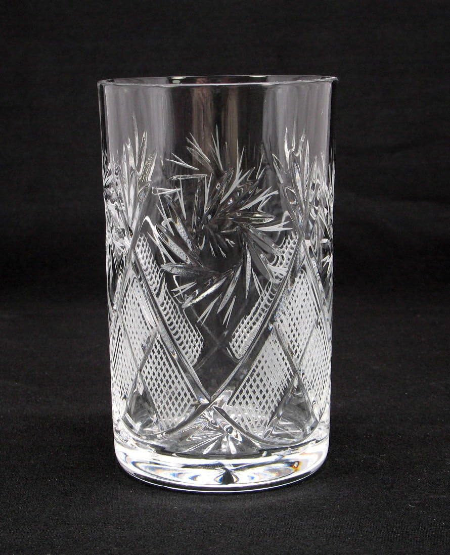 HOMEHUT Set of 3 Russian Cut Crystal HOT Tea Glasses for Metal Glass Holder Podstakannik