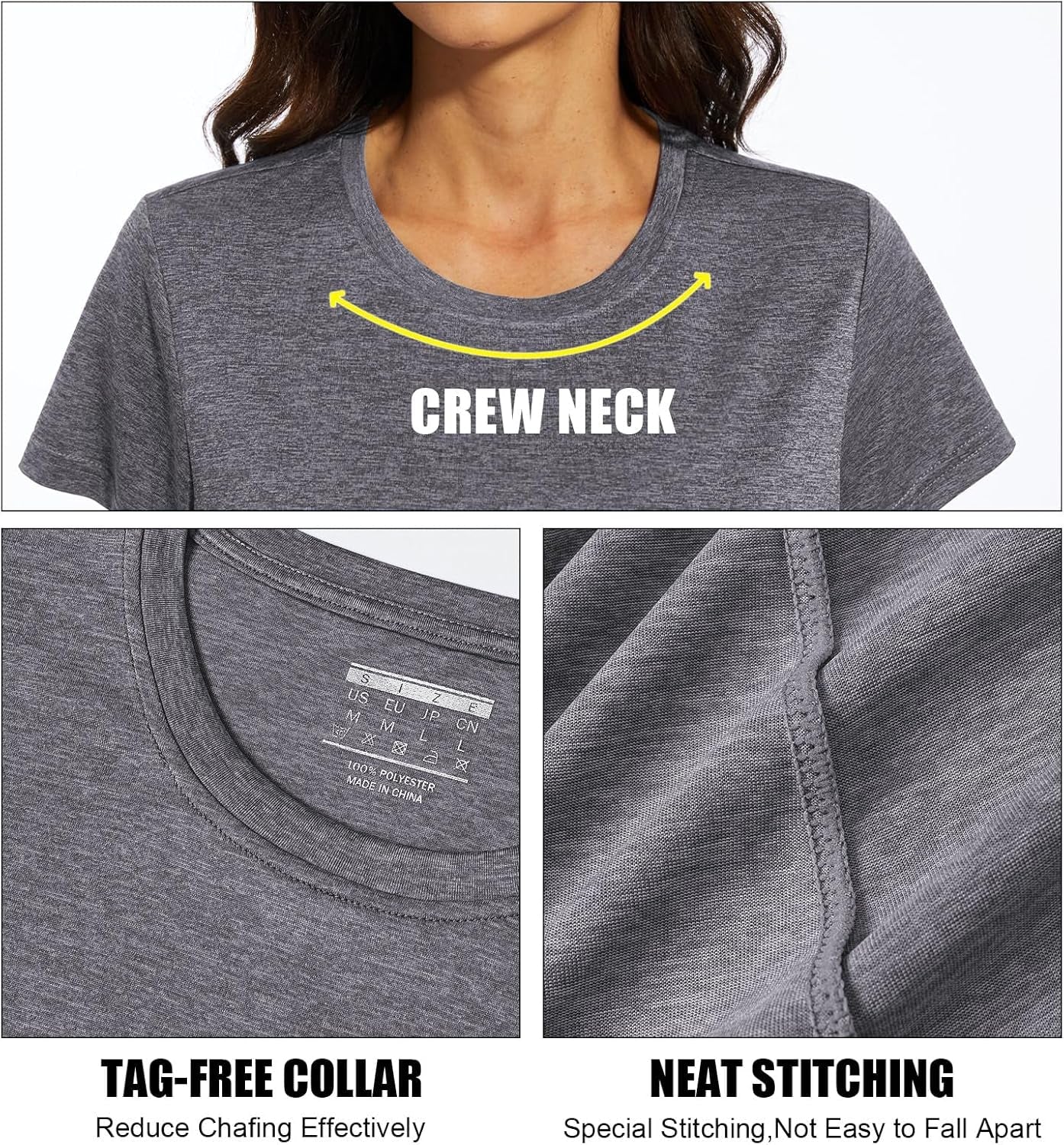 Women'S Short Sleeve Quick Dry T-Shirts Wicking Moisture Workout Athletic Running Shirts