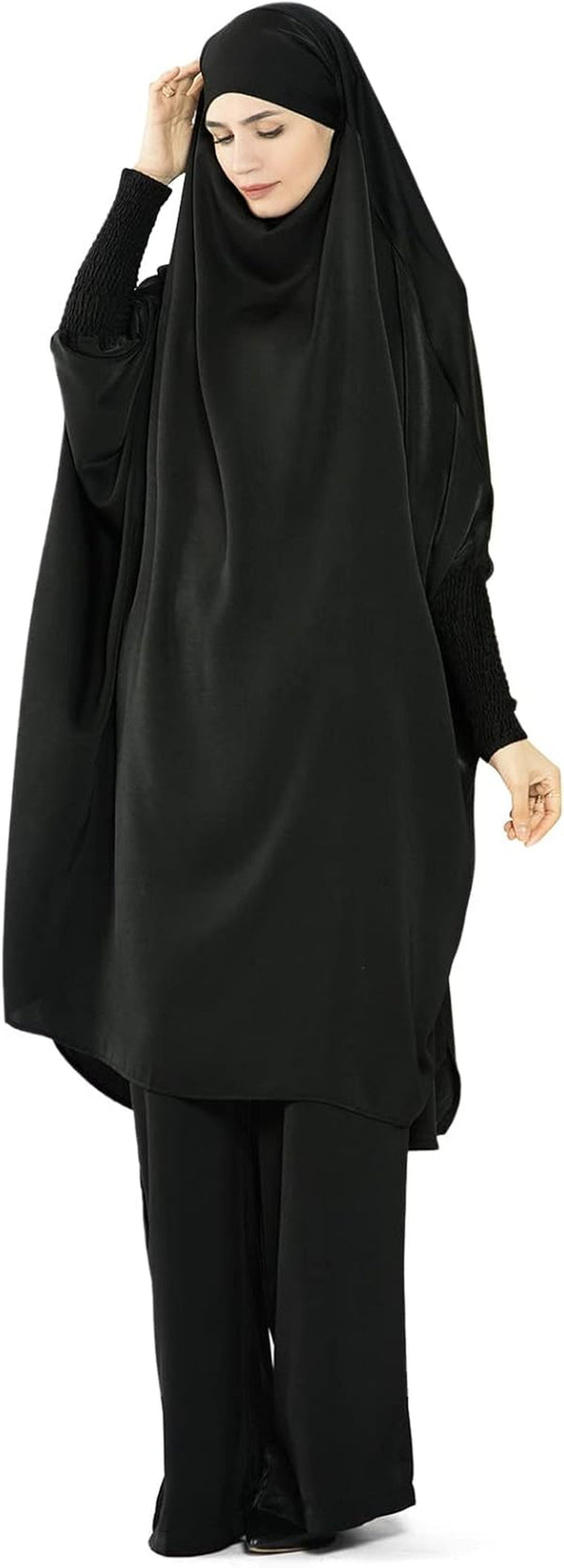 Abaya Muslim Modest Prayer Clothes with Hijab for Women 2-Piece All Cover Muslim Outfits Long Robe