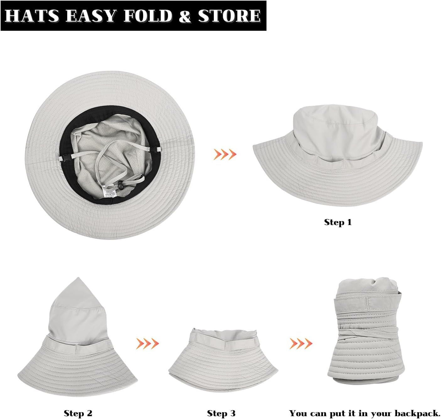 Outdoor Quick-Drying Sun Hat for Men, Summer Man Foldable Sun Protection Wide Brim Sun Hats Bucket Hats Beach Hat UPF 50+