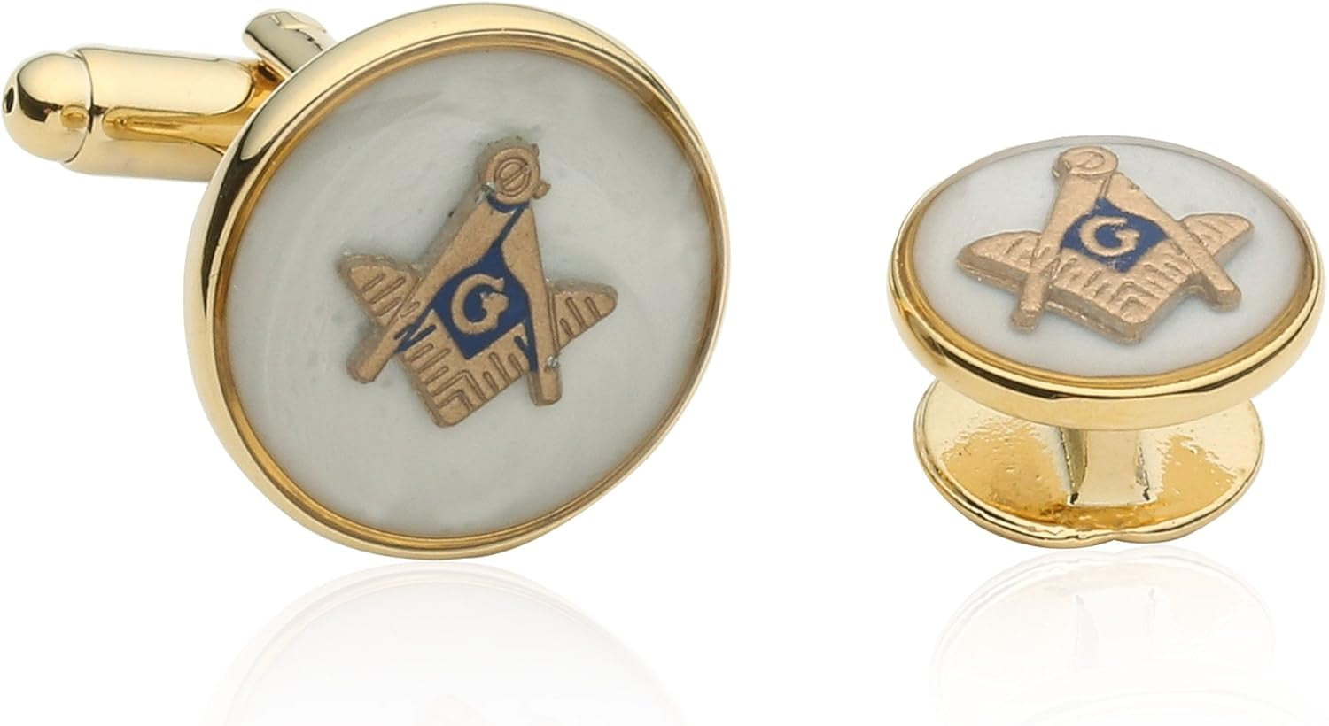 Masonic Tuxedo Formal Set Enamel Cufflinks and Studs with Travel Presentation Gift Box for Wedding Party Groomsmen Groom