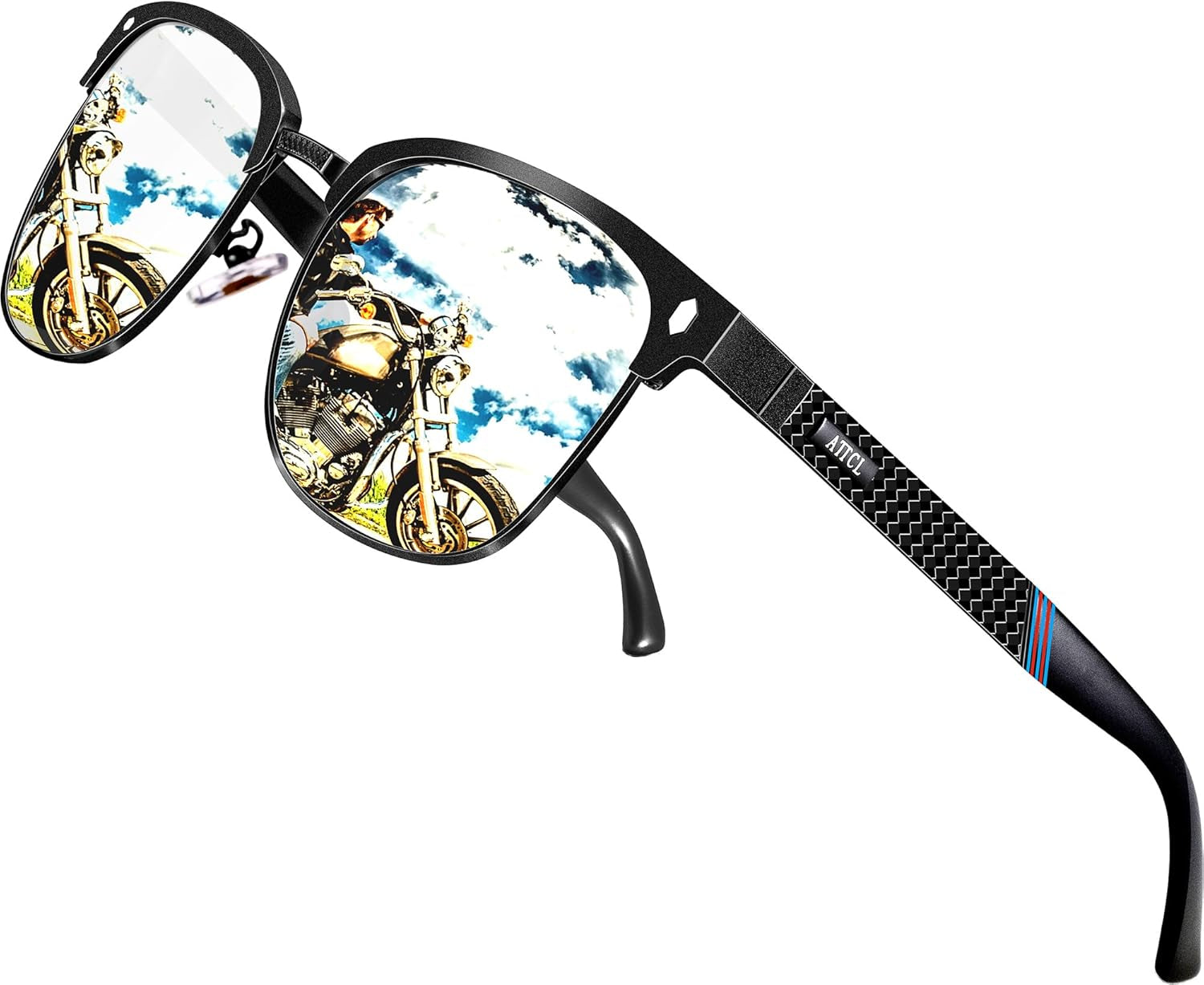 Men'S Driving Polarized Rimless Sunglasses Al-Mg Metal Frame Ultra Light