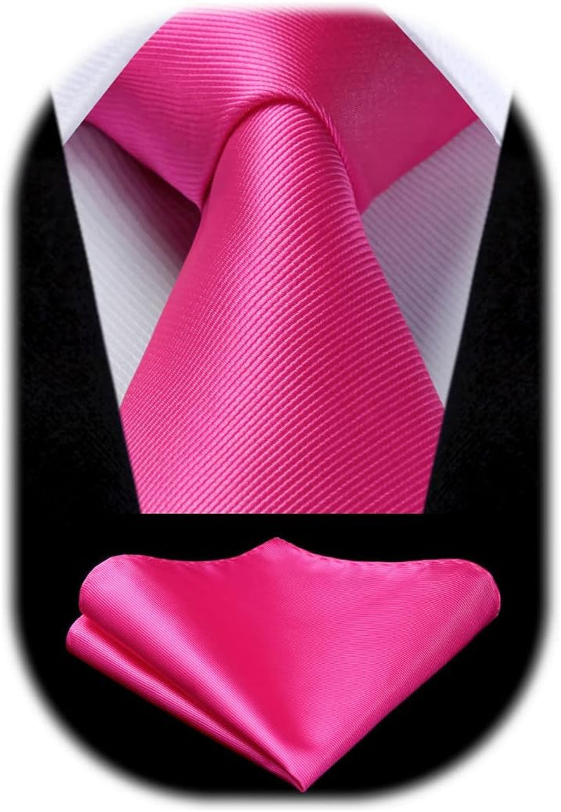 Mens Ties Solid Color Ties for Men Formal Necktie with Pocket Square Set Satin Silk Neck Tie Handkerchiefs Set
