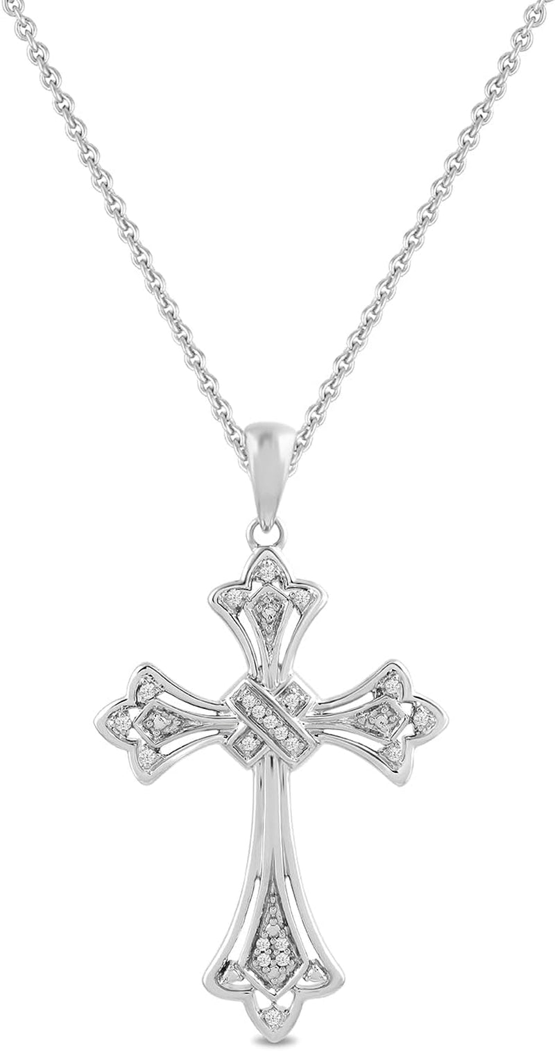 Sterling Silver Diamond Accent Cross Pendant Necklace, 18" (Previously Amazon Collection)