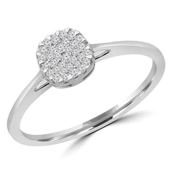Majesty Diamonds MDR190095-5.5 0.12 CTW Round Diamond Promise Cushion Cluster Engagement Ring in 14K White Gold - Size 5.5