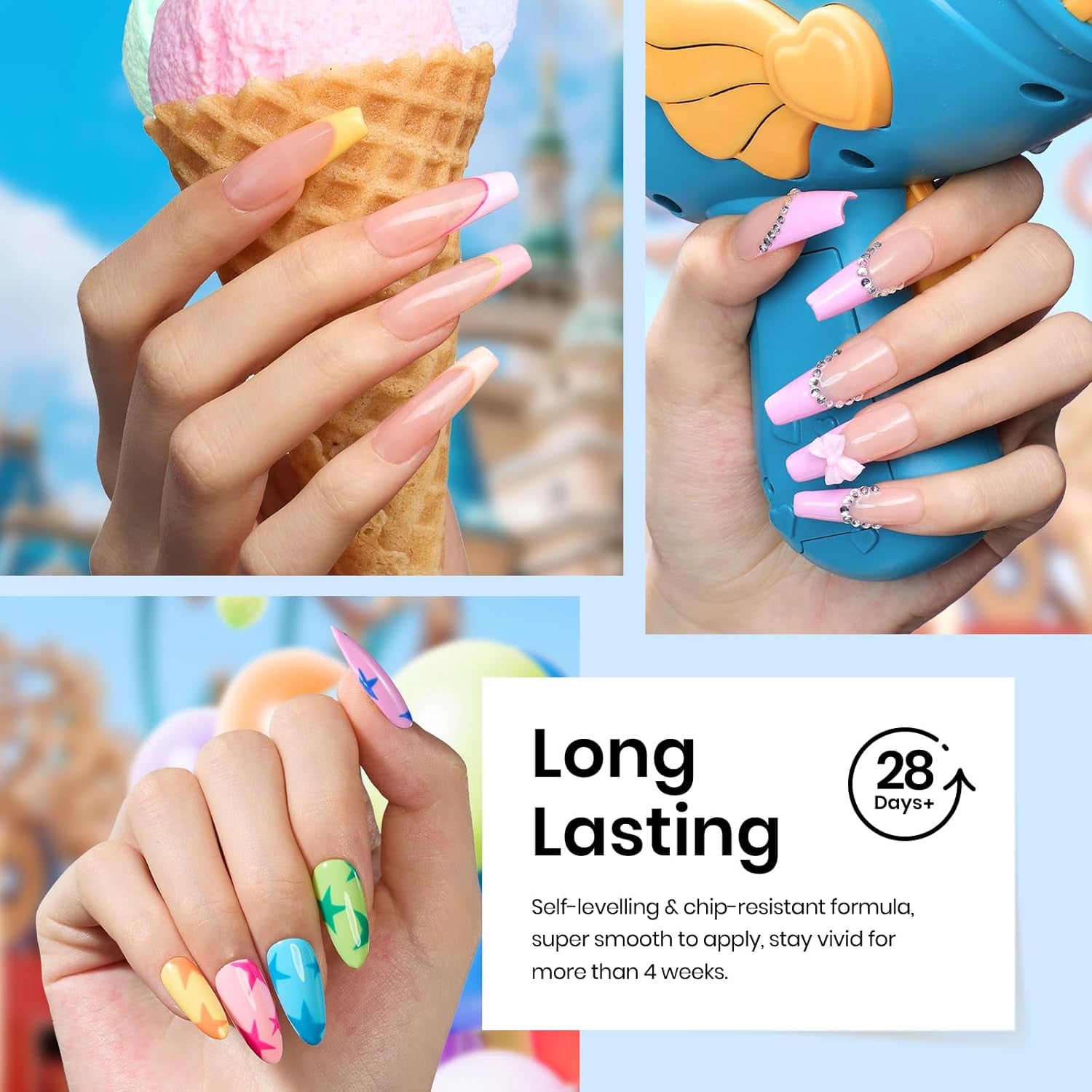 Beetles 23Pcs Gel Nail Polish Set with Base Gel Top Coat Spring Bright Colors, 2025 Gel Polish Kit Blue Pink Purple Orange Green Glitter Soak off Uv Led Nail Gel Trendy Rainbow Nail Art
