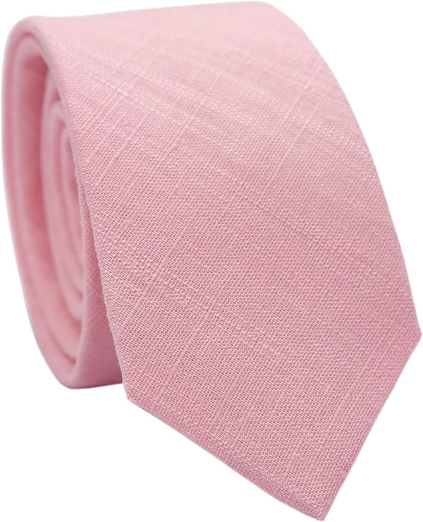 2.5 Inch Skinny Ties for Men, Solid Cotton Linen Neckties